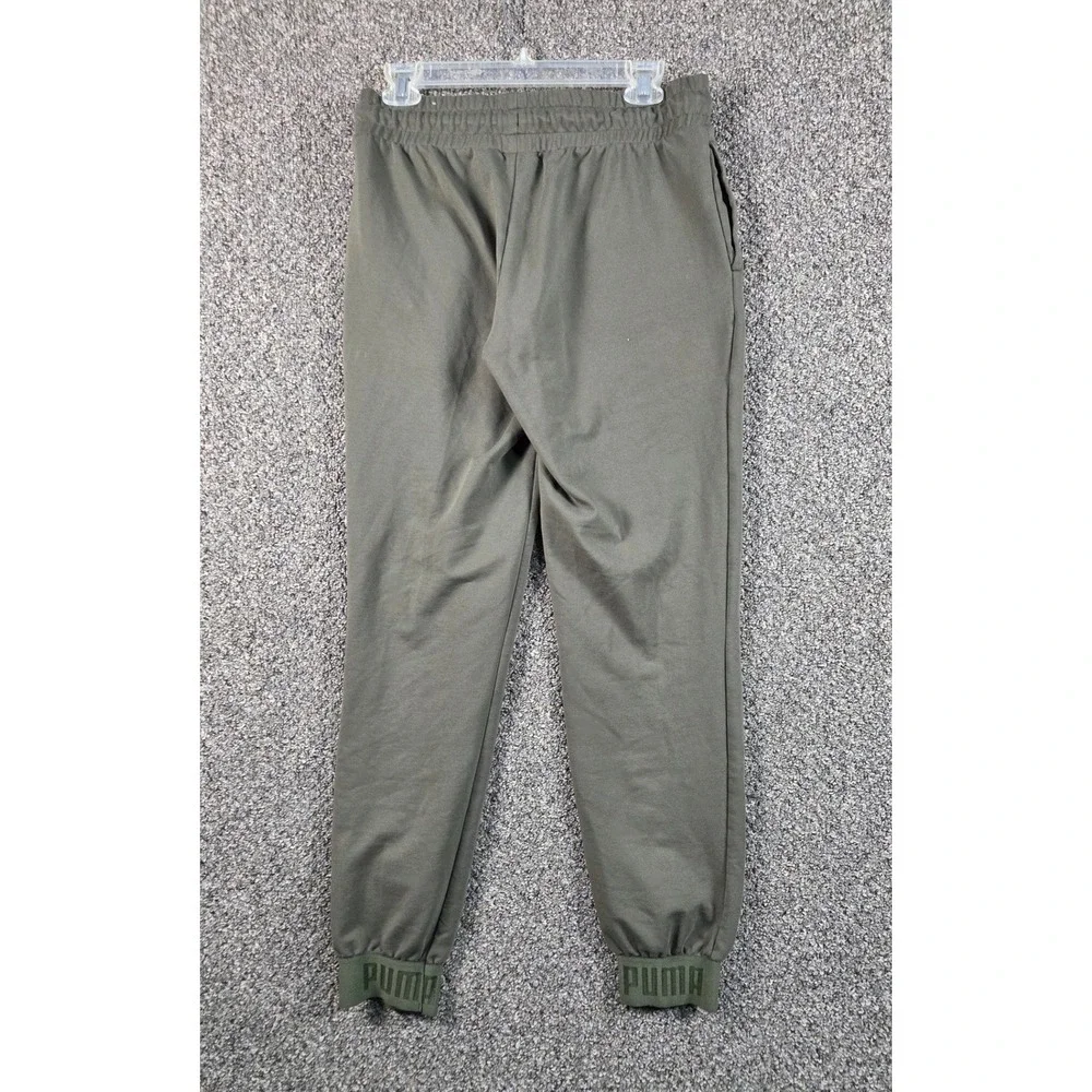 Puma Athletic Pants Mens M Olive‎ Green Branded Cuff Joggers Fitness Sporty